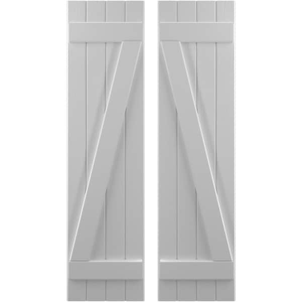 Ekena Millwork Americraft 4-Board (2 Batten) Wood Joined Board-n-Batten Shutters w/ Z-Bar, ARW102BB414X77PRH ARW102BB414X77PRH - main